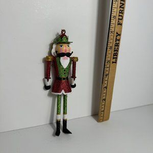Pier 1 Christmas ornament - Sparkly Red & Green Movable Nutcracker